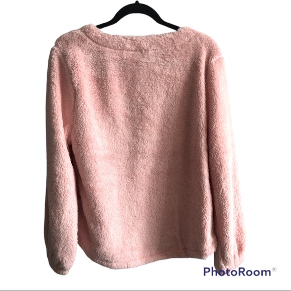 WILDFOX Peace Love Happiness pink plush cozy warm sweatshirt NWT - Picture 3 of 4